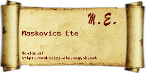 Maskovics Ete névjegykártya